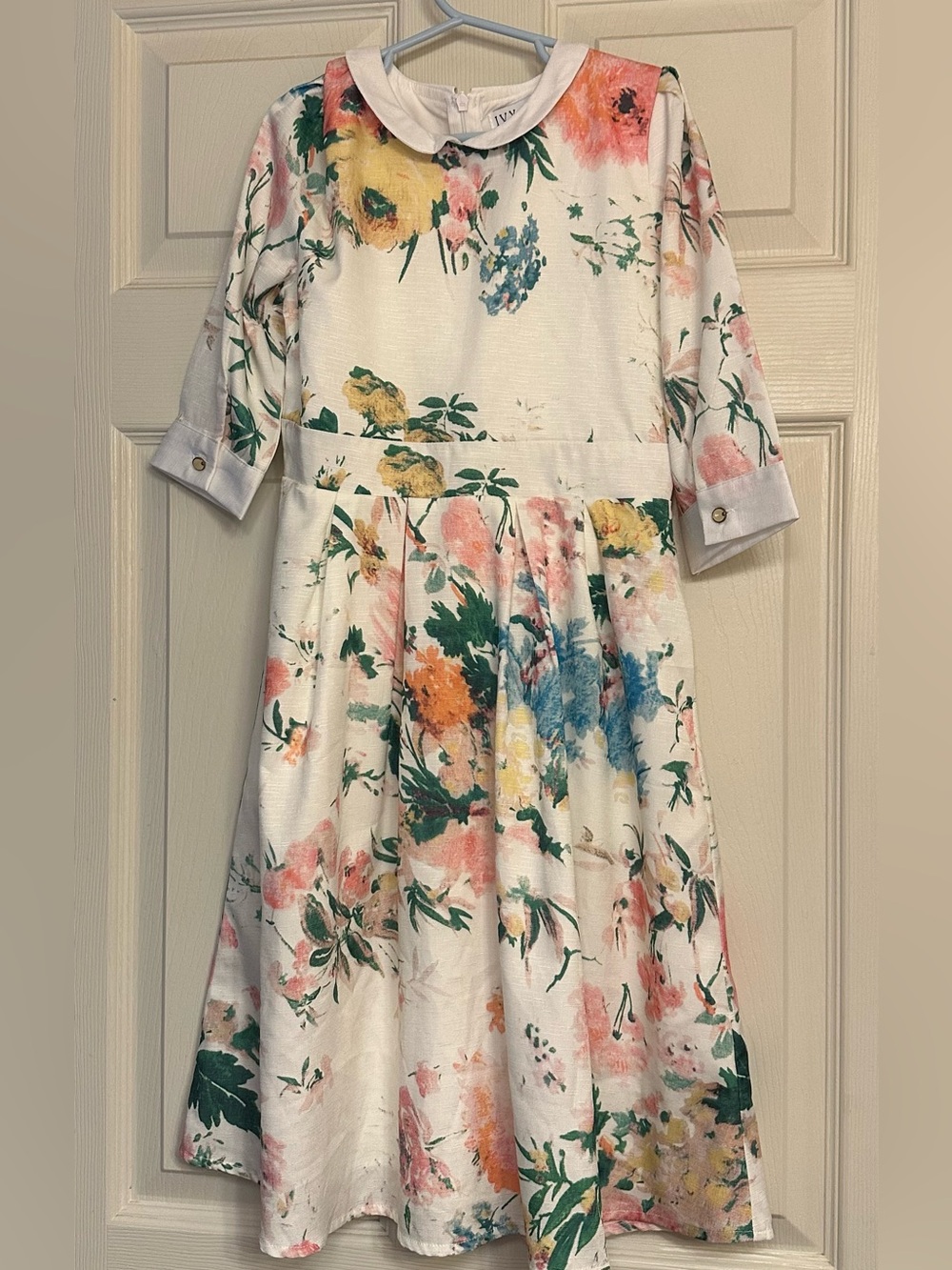 Ivy City Girls Floral Fit-and-Flare Dress with Peter Pan Collar